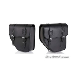 CUSTOM ACCES PAIR OF SIDE BAGS MOD. IBIZA BLACK - COD. API001N - Features two buckle closures. Dimensions (HxW):