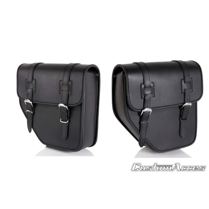 CUSTOM ACCES PAIR OF SIDE BAGS MOD. IBIZA BLACK - COD. API001N - Features two buckle closures. Dimensions (HxW):