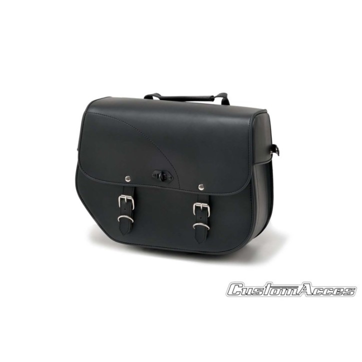 CUSTOM ACCES BORSA LATERALE DESTRA MOD. SANT LOUIS CON BASE METALLICA NERO - COD. AP0011N - Presenta due chiusure. Dimensioni: