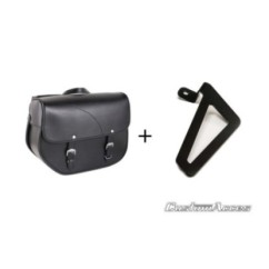 CUSTOM ACCES LEFT SIDE BAG WITH SUPPORT MOD. SAINT LOUIS BLACK - COD. APS005N - It has two closures. Dimensions: