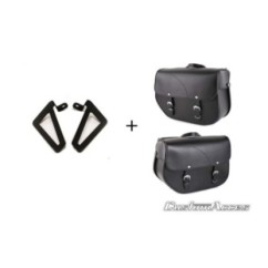 CUSTOM ACCES PAIR OF SADDLEBAGS WITH SUPPORT MOD. SAINT LOUIS BLACK - COD. APS002N - It has two closures. Dimensions: